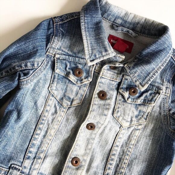 H&M distressed washed out denim jacket EUC 1.5-2Y - Picture 2 of 5